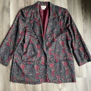 Vintage Worthington Paisley Print Blazer Jacket Women's 16 Light Weight